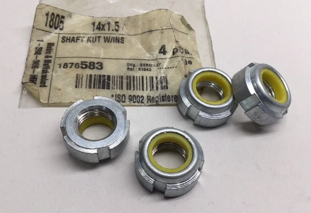 MMCC I009603-4 Slotted Shaft Lock Nut Nylon Insert M14 x 1.5 (Pack of 4) Spanner
