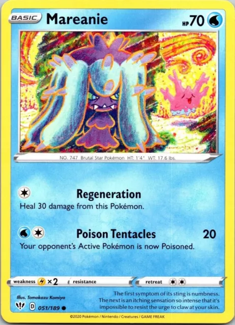 Mareanie 051/189 Regular Darkness Ablaze Pokemon Card TCG CCG Nintendo Common