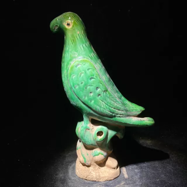 Old Ancient China Tang Sancai Pottery Painting Dynasty parrot Bird Statue