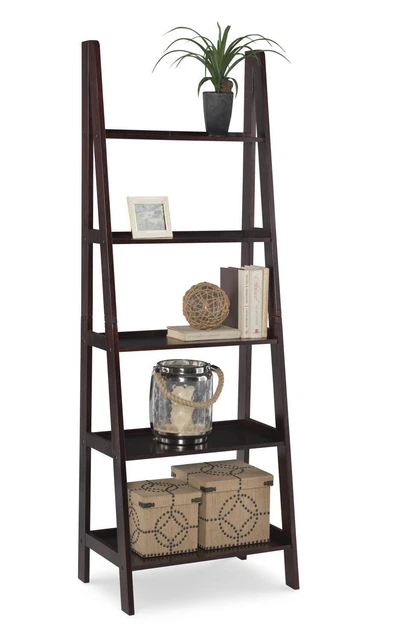 Linon Transitional Acadia Ladder Bookshelf With Espresso Finish BK225ESP01