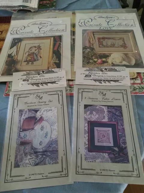 Lot of 4 Alma Lynne's Private Collection & Stitchers Attic Cross Stitch Charts