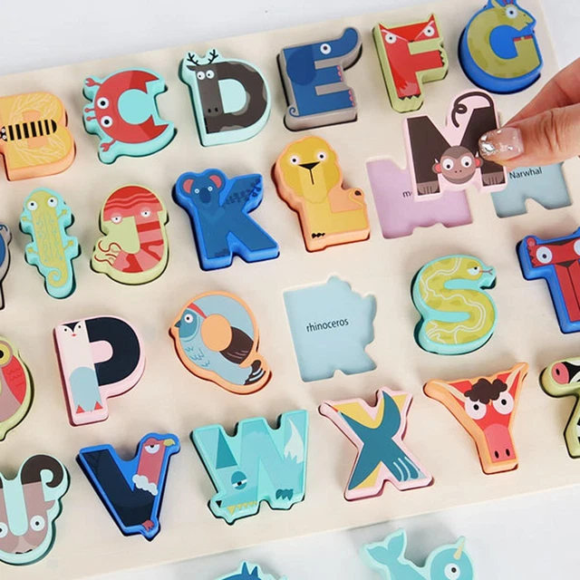 WOODEN ALPHABET PUZZLES Montessori Sensory Montessori Alphabet Matching ...