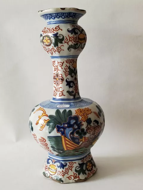 Vase bouteille en faïence polychrome de Delft - Circa 1800 3