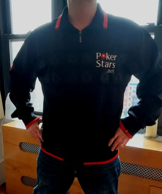 Poker Stars Full zip Mock Neck Tournament Track Jacket Embroidered Mens