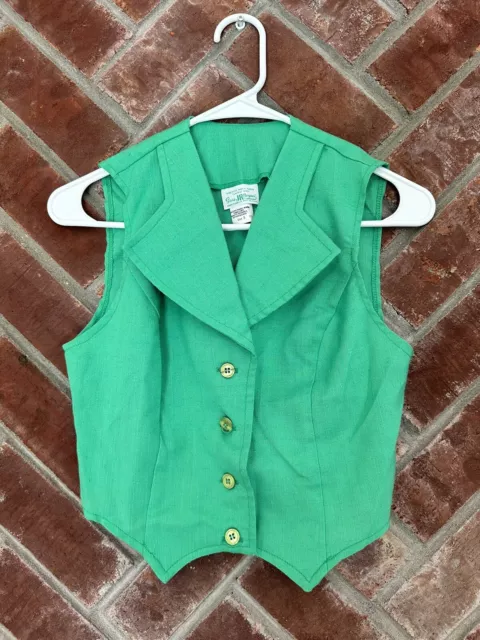 Vintage Girls Vest Green Size 5 JR Brand Sears Roebuck St Patrick’s Day Lapel