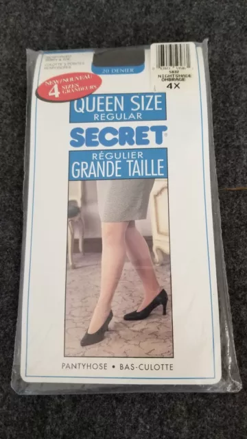 Pantyhose SECRET Nightshade Queen Size 4X SEALED Vintage
