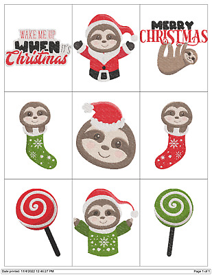 Máquina De Bordar Colección Navidad Sloths Designspes Jef Hus
