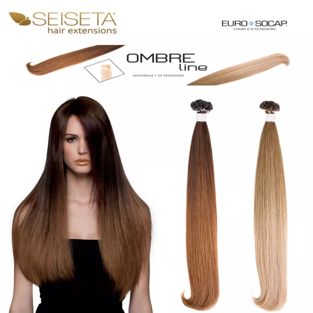 Hair Extensions Ombre SEISETA ciocche cheratina Shatush capelli veri naturali