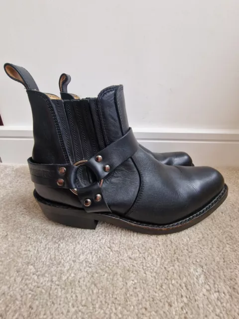 GRINDERS RENEGADE LO Black mens Leather Boot Cowboy Western Biker