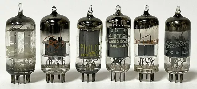 Tested Mixed Brand & Size Vintage Electron Vacuum Tube Lot of 6