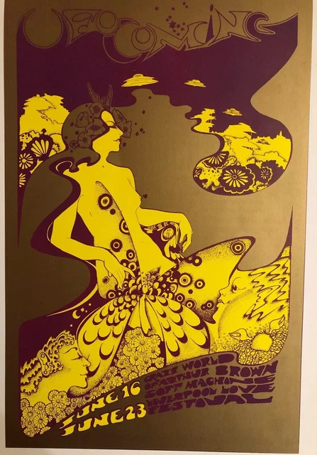 UFO Coming Hapshash & Arthur Brown Soft Machine Vintage 70's Poster 15"x10 R43