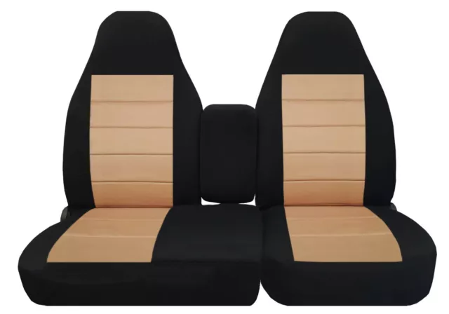 Fits Ford F150 Front 40-60 Seat Covers 1997-2003 Velvet Black Tan