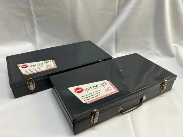 2 cofres de bandeja deslizante de metal Mico con 6 - 30 cajas de bandeja deslizante en cada uno con diapositivas