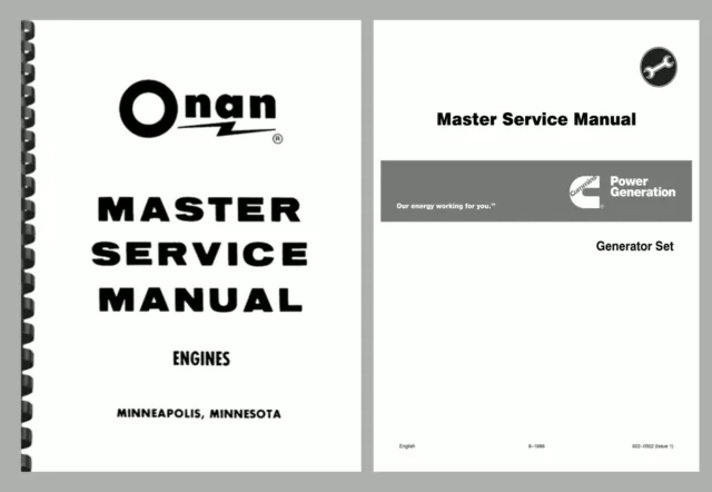 Onan Gas Diesel ENGINE MASTER SERVICE MANUAL and GENERATOR MASTER SERVICE MANUAL