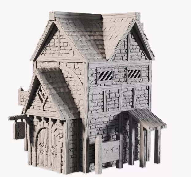 Tabletop 28mm Großes Haus Kneipe Mittelalter Fantasie 3D-Druck