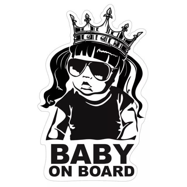 BABY ON BOARD Mädchen King Aufkleber 12x7cm Auto Sticker
