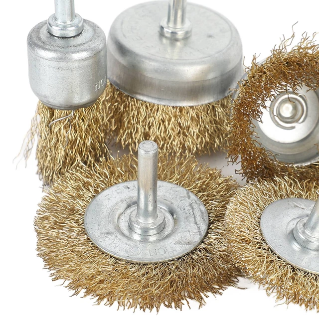 Wire Crimped Cup Brush 5Pcs Stainless Steel Coarse Wire Wheel Brush Set For