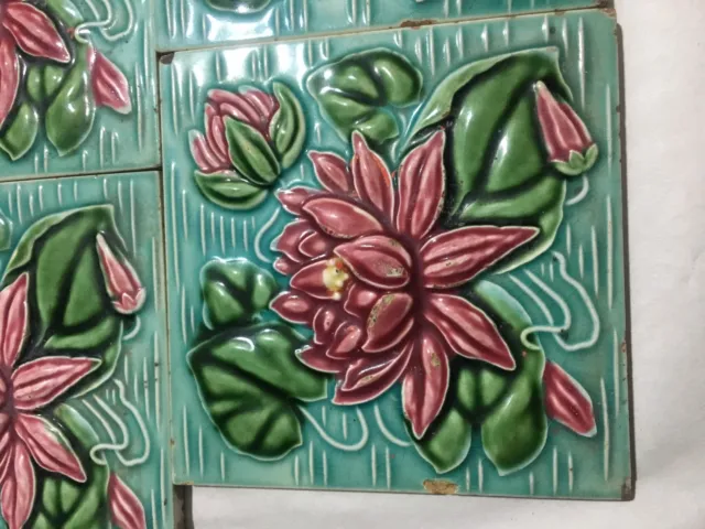 Vintage Ceramic Beautiful Flower  Design Porcelain Emboss work Tiles  5 Pieces 6