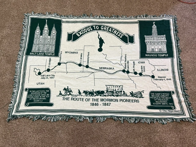 "Éxodo Mormón a la Grandeza - Ruta de los Mormones - Tapiz, Mantas para Lanzar 60""×48"