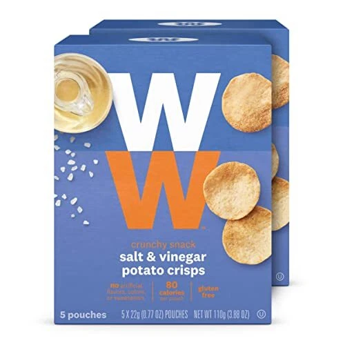 WW Sal y Vinagre Patatas Crujientes - Sin Gluten 2 SmartPoints - 2 Cajas 10 Co...