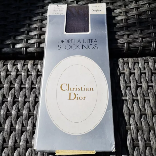 GENUINE VINTAGE CHRISTIAN Dior Diorella Ultra Stockings Graphite Colour ...