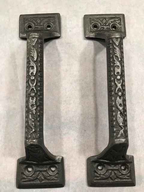  TWO CAST IRON Rustic Primitive Vintage Style Cabinet Door  Drawer Handles Pulls