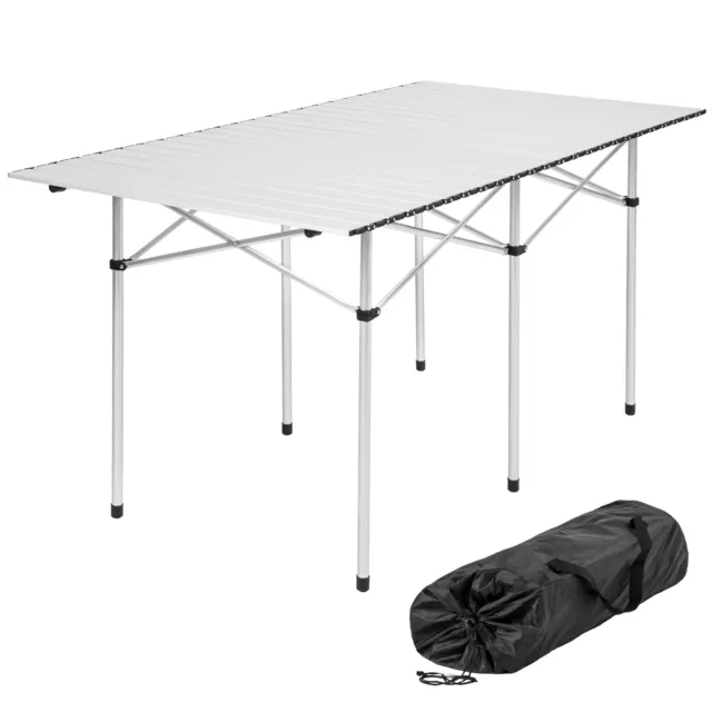 Table de camping de jardin pliable pliante en aluminium portable XXL 140x70x70cm