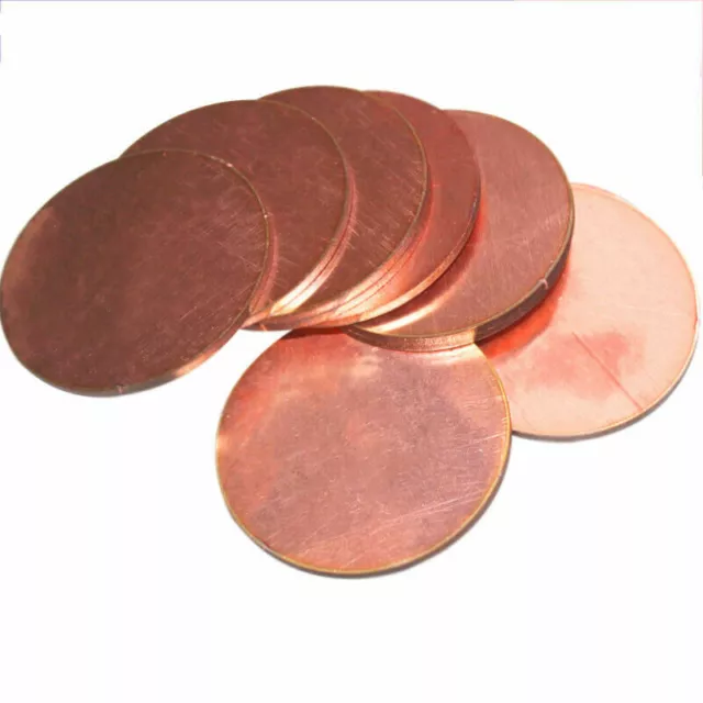 20-100mm OD 1mm Thick T2 Solid Pure Copper Discs Blanks Round Plate Metal Sheet