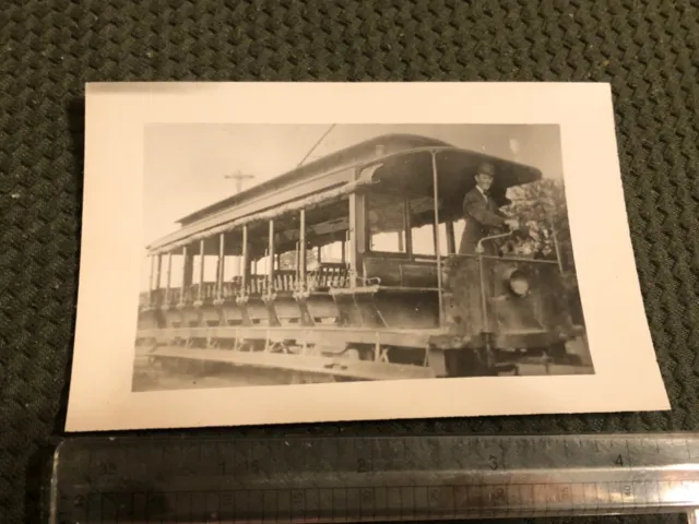 Vintage Trolley Photograph- Orchard Beach Car Train Maine RR Railway Railroad!