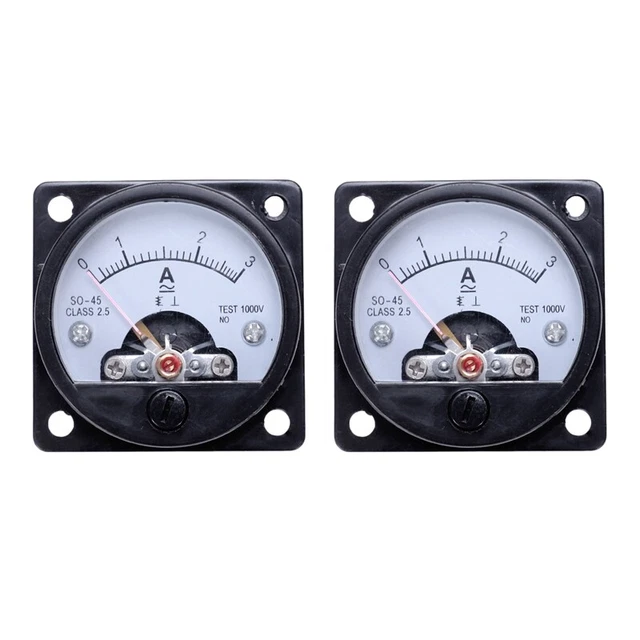 2X AC 0-3A Round Analog Panel Meter Current Measuring Ammeter Gauge Black U5T1