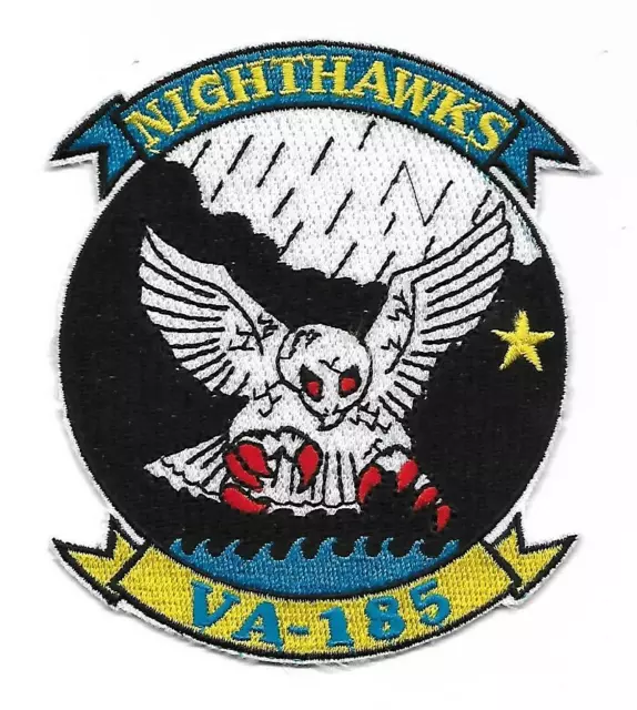 USN VA-185 NIGHTHAWKS 1980s era cut edge patch A-6 INTRUDER ATTACK SQN