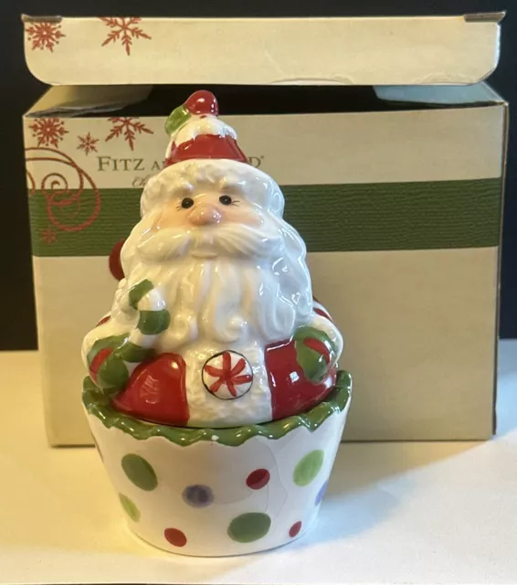 Fitz & Floyd Christmas Confections Santa Lidded Box 2013.  29-489