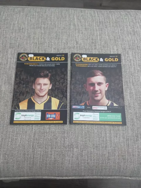 Berwick Rangers..2016-17 Home Programmes X 2