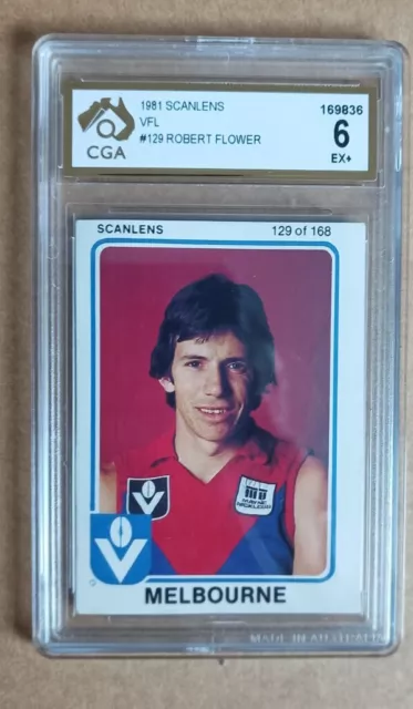 Robbie Flower Scanlens 1981 - AFL VFL Card #129 - CGA 6 EX+ not PSA