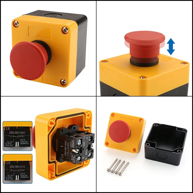 RED SIGN EMERGENCY Stop Switch Push Button Weatherproof Push Button