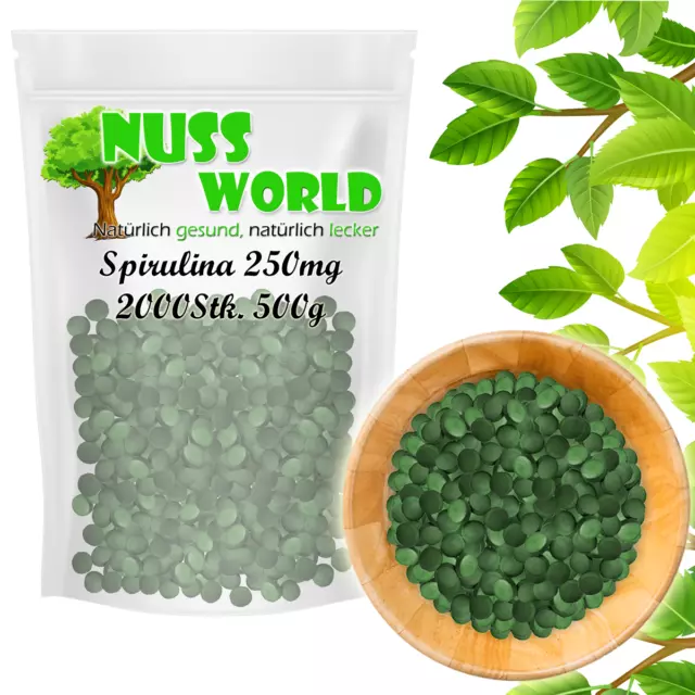 Spirulina Presslinge 2.000 / 500g, ohne Zusätze, tabletten Alge Premium Qualität