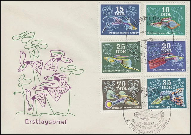 2176-2181 Zierfische: Guppys 1976 - Satz auf Schmuck-FDC
