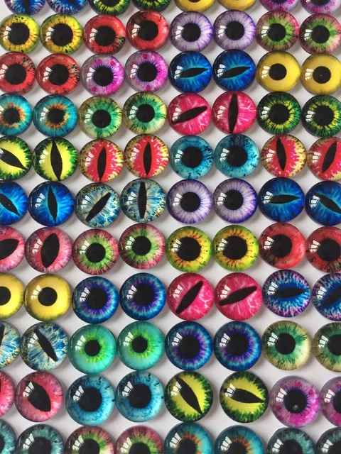 20 Eye Cabochons, Glass 12Mm Cat/Dragon-Flatback/Jewellery/Gems-Eyes Cabochon