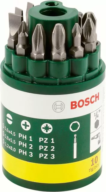 Bosch-10 Piece Screwdriver Bit Set (with-Universal Magnetic Holder Accessories