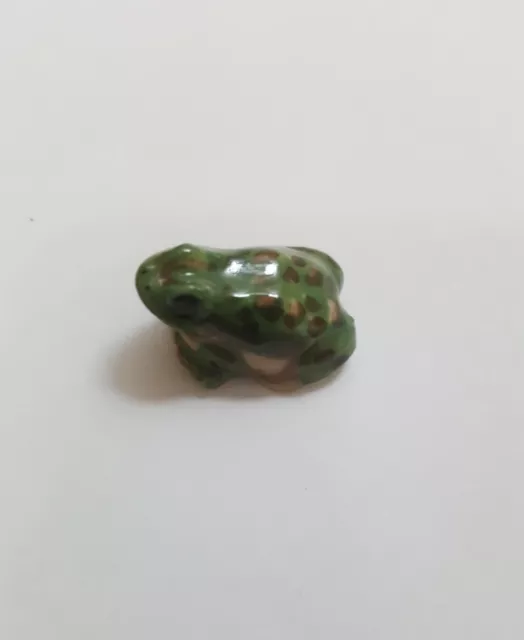 Ceramic Frog Green Miniature Animal Figurine Collections Handmade Craft Decor