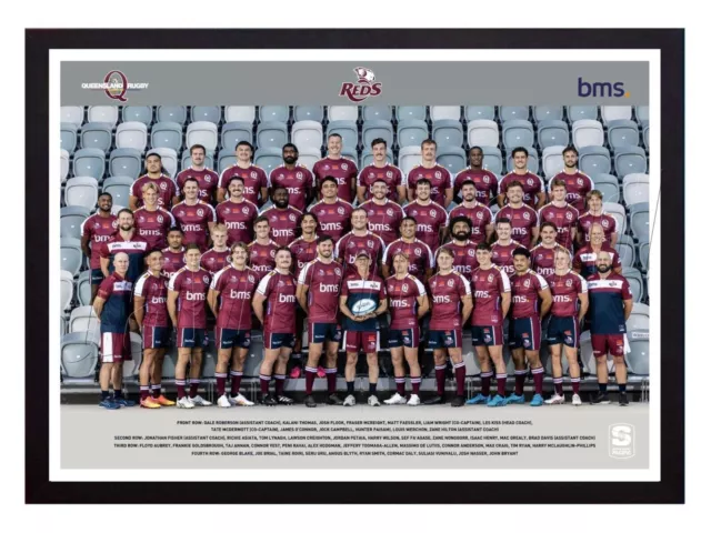 Affiche encadrée du Super Rugby Union des Reds du Queensland 2024 - 62 cm x...