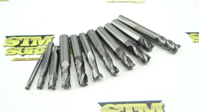 Lot Of 11 Assorted Solid Carbide End Mills 11/64" To 1/2" Dia Date-Flute Usa