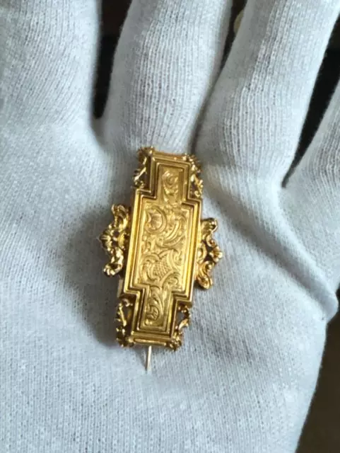 Belle broche ancienne en or massif 14 carats  - accessoire sac - fibule