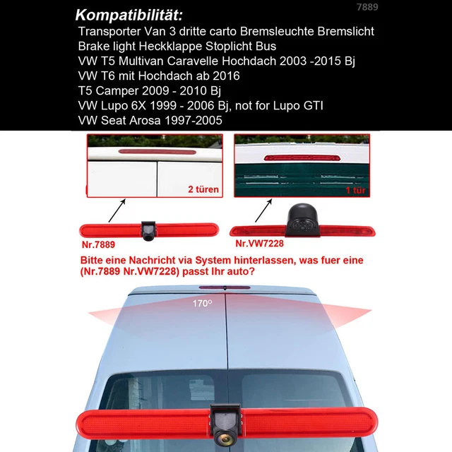 Rückfahrkamera Mit Bremsleuchte - Für VW T6 Transporter Business