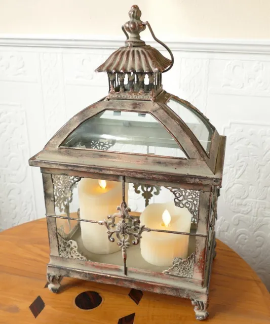 Laterne Windlicht Kerzenhalter Kerzenständer Kupfer Shabby Vintage Metall 42cm