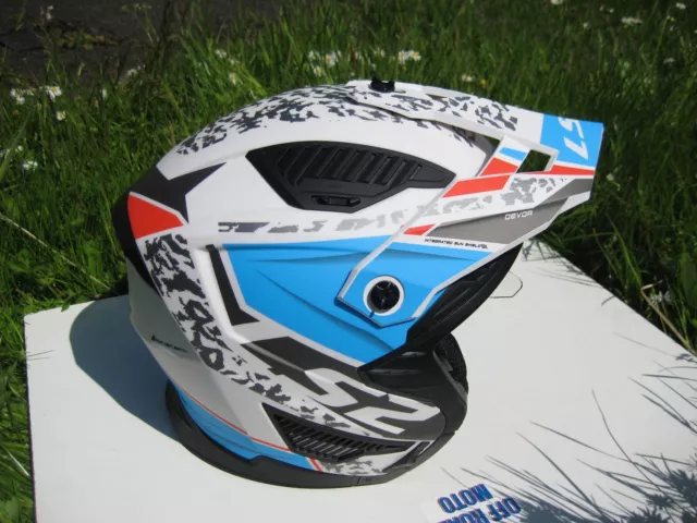 Ls2 Of606 Drifter Helmet. White/Blue.  Trials. Enduro. Open Face. Off Road.