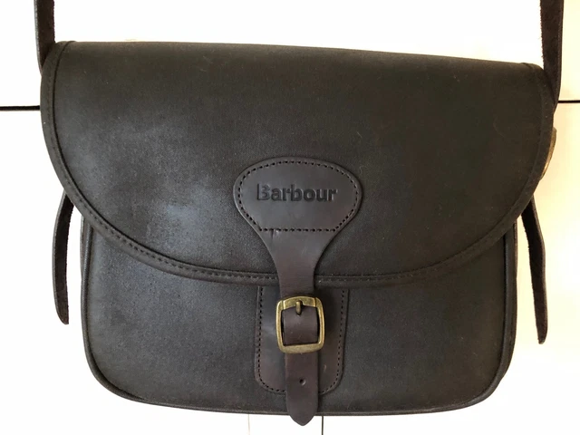 BARBOUR BERWICK WAX COTTON LEATHER CARTRIDGE BAG Rewaxed Used