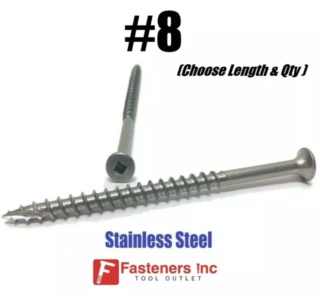 #8 Stainless Steel Deck Screws Square Drive Wood Type17 Cutter Composite Decking