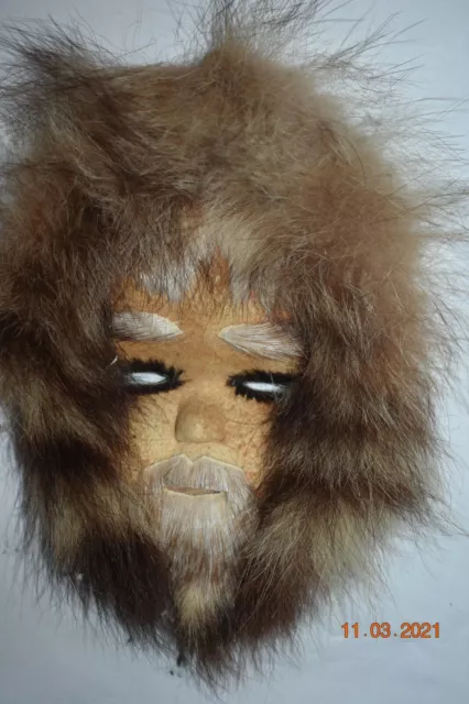 Orig $399 Powerful Inuit Hide Mask, 8"