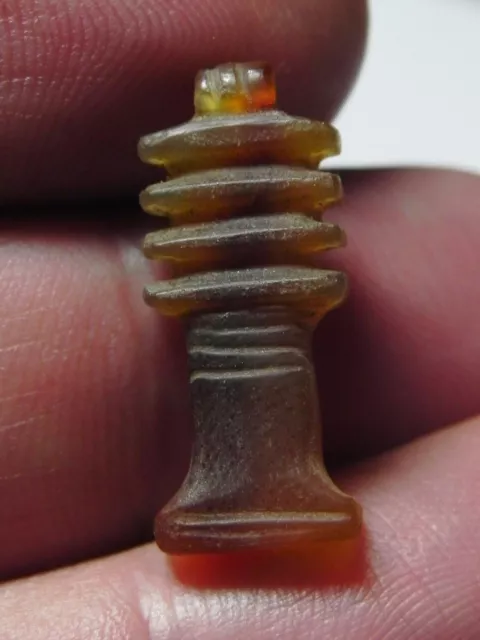 Zurqieh -Af876- Ancient Egypt , New Kingdom Agate Djed Pillar Pendant. 1400 B.c